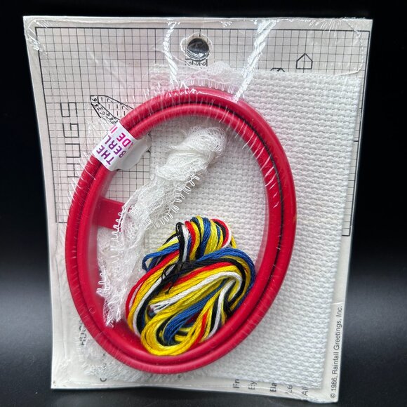 The New Berlin Co. Counted Cross Stitch "Hugs Accepted Here" Red Hoop VTG 80s - Picture 7 of 9